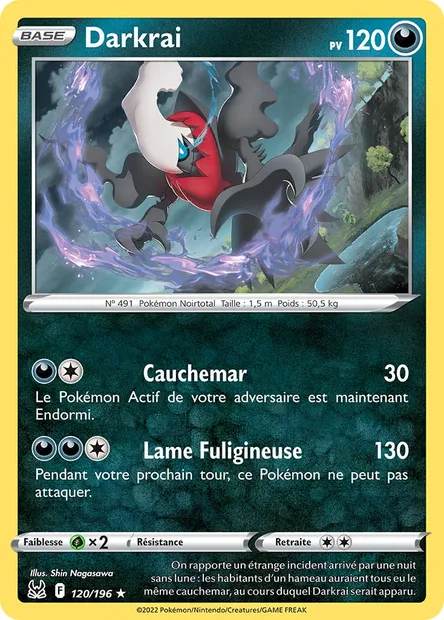 Darkrai, carte Pokémon LOR 120 — extension Origine Perdue