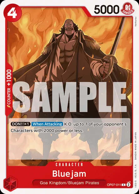 Bluejam, One Piece card OP07-011 — 500 YEARS IN THE FUTURE set