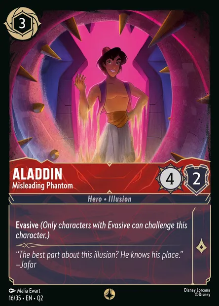 Aladdin - Misleading Phantom, Disney Lorcana card Q2-016 — Illumineer's Quest: Palace Heist set