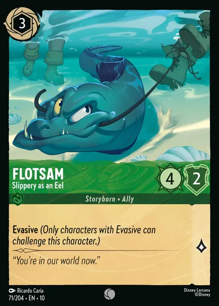 Flotsam - Slippery as an Eel, Disney Lorcana card CH10-071 — Whispers in the Well set