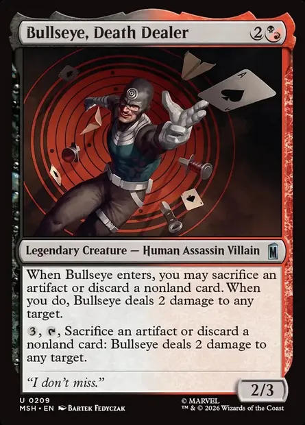 Bullseye, Death Dealer, Magic card MSH 209 — Marvel Super Heroes set