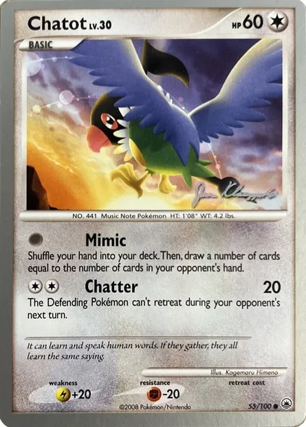 Chatot Lv.30, Pokémon card WCD08 055-3 — World Championship Decks 2008 set