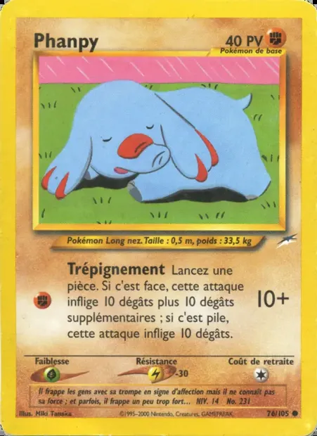 Phanpy, carte Pokémon NDE 76 — extension Neo Destiny