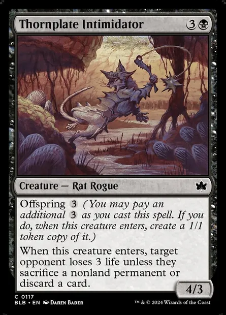 Thornplate Intimidator, Magic card BLB 117 — Bloomburrow set