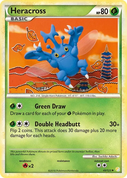 Heracross, Pokémon card HS 43 — HeartGold SoulSilver set