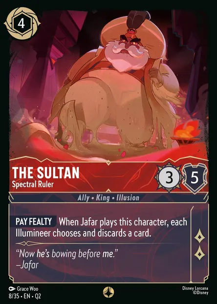 The Sultan - Spectral Ruler, Disney Lorcana card Q2-008 — Illumineer's Quest: Palace Heist set