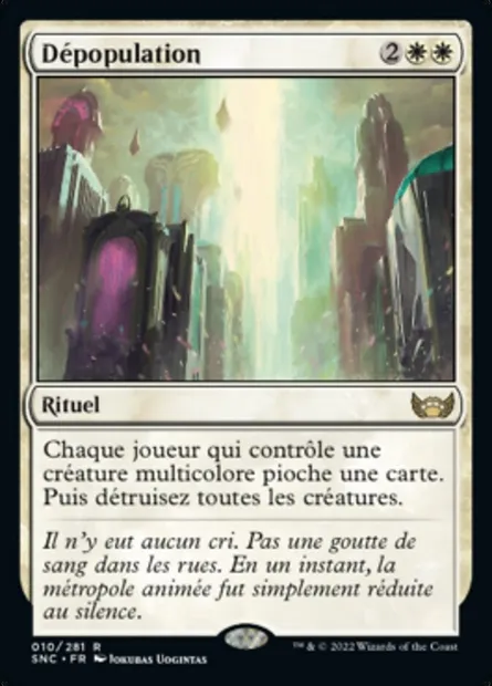 Dépopulation, carte Magic SNC 10 — extension Les rues de la Nouvelle-Capenna