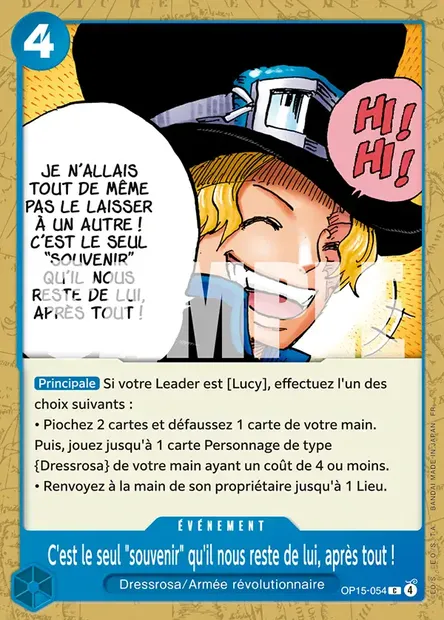 C'est le seul "souvenir" qu'il nous reste de lui, après tout !, carte One Piece OP15-054 — extension AVENTURE SUR L'ÎLE DE DIEU