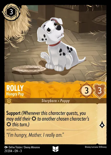 Rolly - Hungry Pup, Disney Lorcana card CH3-021 — Into the Inklands set