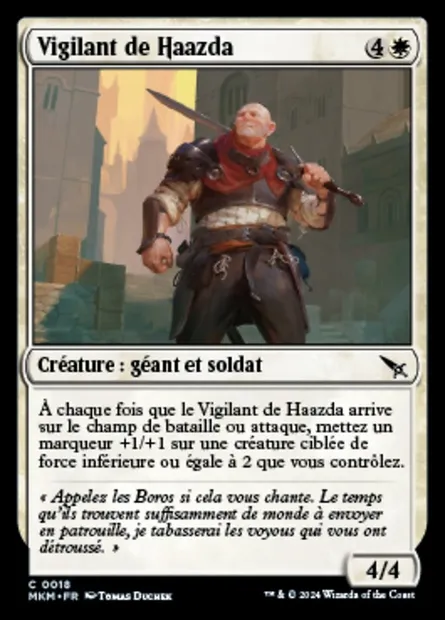 Vigilant de Haazda, carte Magic MKM 18 — extension Murders at Karlov Manor