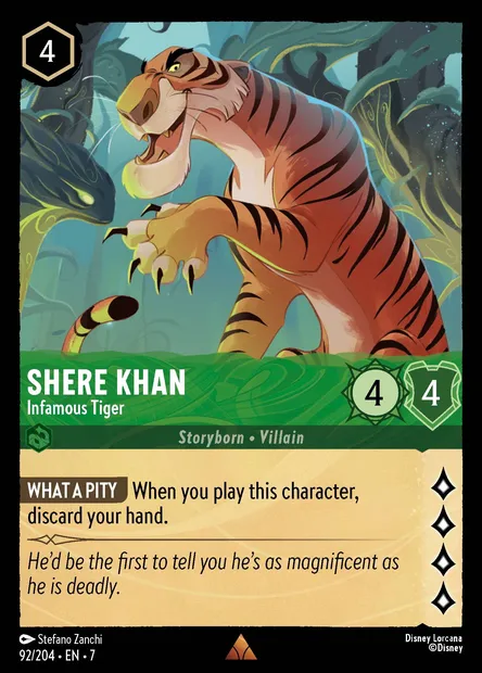 Shere Khan - Infamous Tiger, Disney Lorcana card CH7-092 — Archazia's Island set