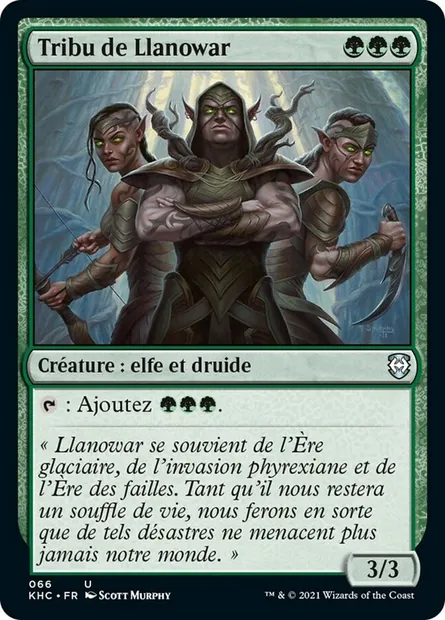Tribu de Llanowar, carte Magic KHC 66 — extension Kaldheim Commander