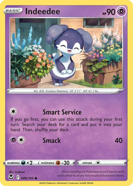 Indeedee, Pokémon card SIT 086 — Silver Tempest set