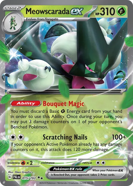 Meowscarada ex, Pokémon card PAL 015 — Paldea Evolved set