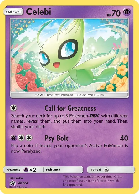 Celebi, carte Pokémon SM 224 — extension Promo SM