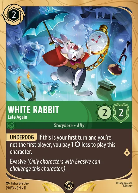 White Rabbit - Late Again, Disney Lorcana card P3-029 — P3 set