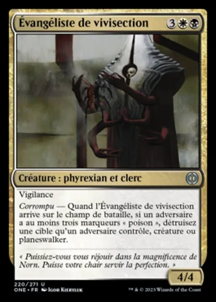 Évangéliste de vivisection, carte Magic ONE 220 — extension Tous Phyrexians