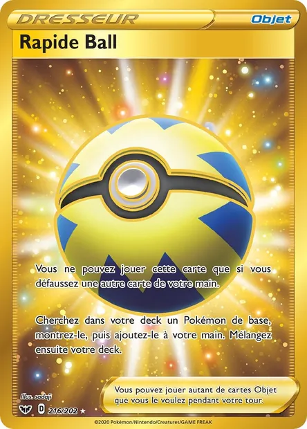 Rapide Ball, carte Pokémon SSH 216 — extension Épée et Bouclier