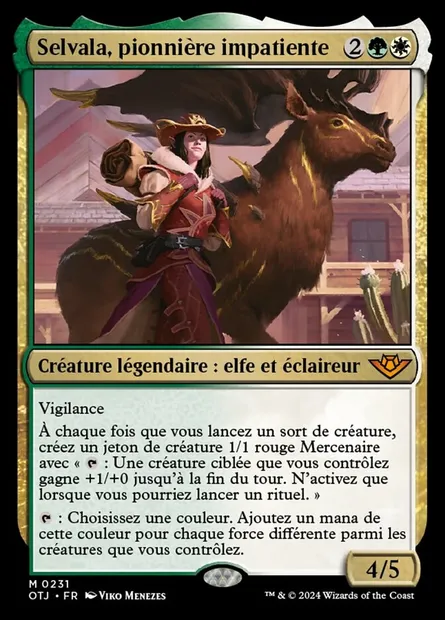 Selvala, pionnière impatiente, carte Magic OTJ 231 — extension Outlaws of Thunder Junction
