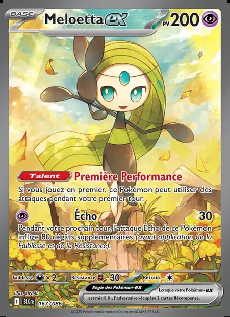 Meloetta-ex, carte Pokémon BLK 167 — extension Foudre Noire