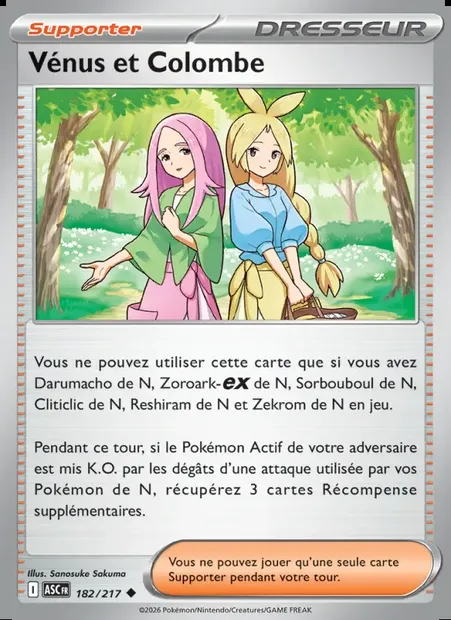 Vénus et Colombe, carte Pokémon ASC 182 — extension Héros Transcendants