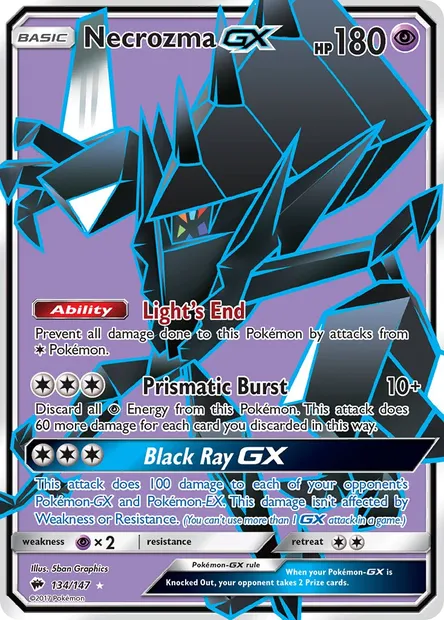 Necrozma GX, Pokémon card BUS 134 — Burning Shadows set