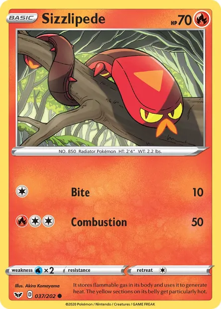 Sizzlipede, Pokémon card SSH 37 — Sword & Shield set