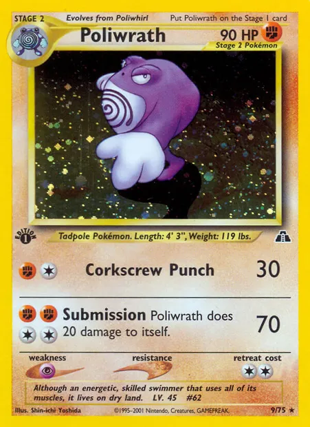Poliwrath, Pokémon card ND 9 — Neo Discovery set