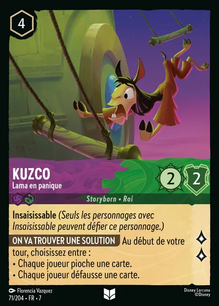 Kuzco - Lama en panique, carte Disney Lorcana CH7-071 — extension L'île d'Archazia
