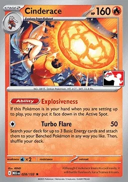 Cinderace, Pokémon card PPS 028 — Play! Pokémon Prize Pack Series set