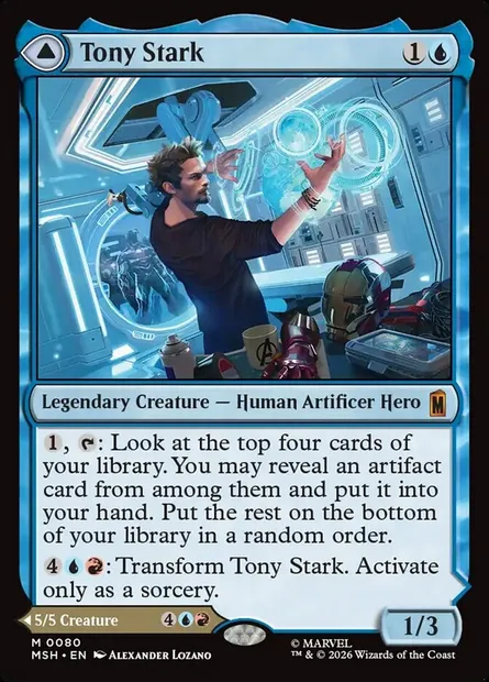 Tony Stark // The Invincible Iron Man, Magic card MSH 80 — Marvel Super Heroes set