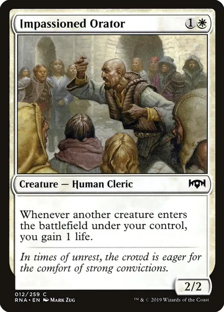 Impassioned Orator, Magic card RNA 12 — Ravnica Allegiance set