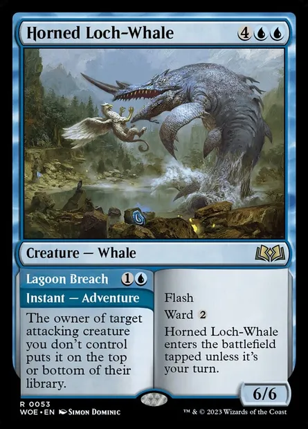 Horned Loch-Whale // Lagoon Breach, Magic card WOE 53 — Wilds of Eldraine set
