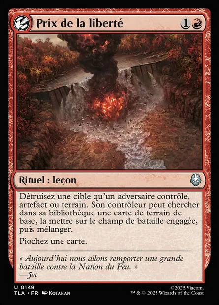 Prix de la liberté, carte Magic TLA 149 — extension Avatar: The Last Airbender