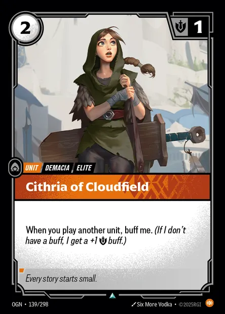Cithria of Cloudfield, Riftbound card OGN 139 — Origins set
