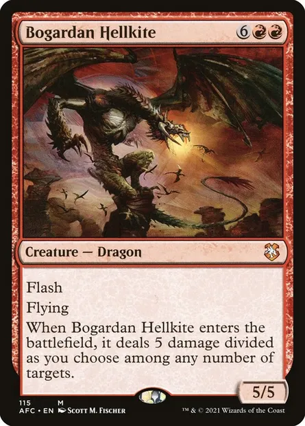 Bogardan Hellkite, Magic card AFC 115 — Forgotten Realms Commander set