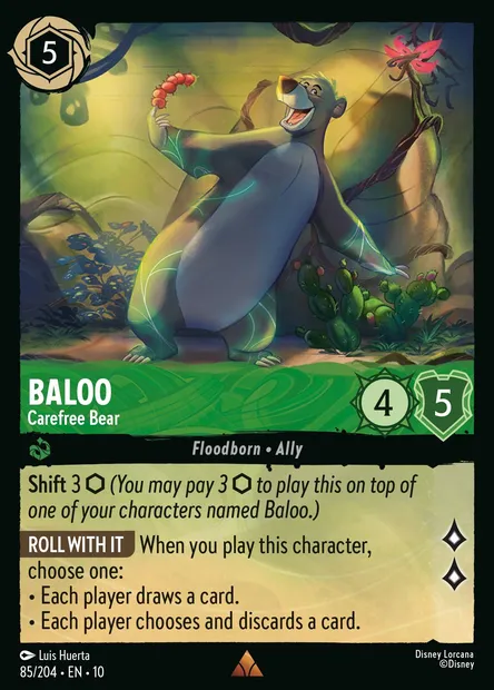 Baloo - Carefree Bear, Disney Lorcana card CH10-085 — Whispers in the Well set