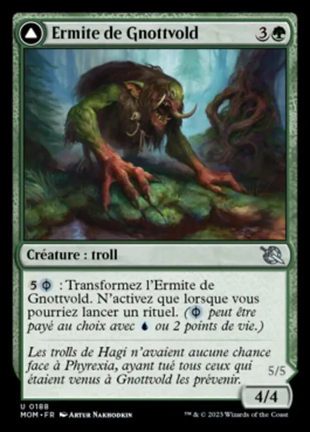 Ermite de Gnottvold // Carcasse de la milice de chrome, carte Magic MOM 188 — extension L'invasion des machines