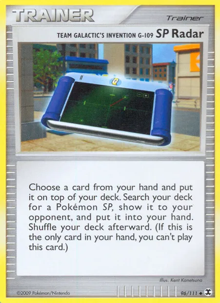 Team Galactic's Invention G-109 SP Radar, Pokémon card RR 96 — Rising Rivals set