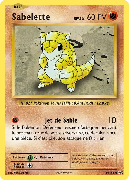 Sabelette, carte Pokémon EVO 54 — extension Évolutions