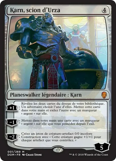 Karn, scion d'Urza, carte Magic DOM 1 — extension Dominaria