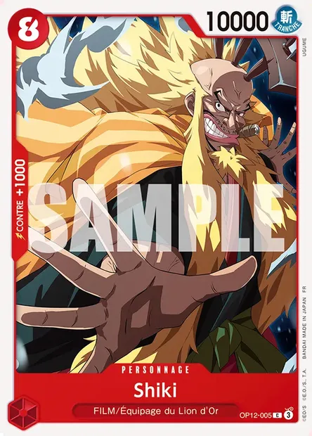 Shiki, carte One Piece OP12-005 — extension L'HÉRITAGE DU MAÎTRE