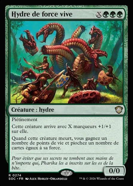 Hydre de force vive, carte Magic SOC 274 — extension Secrets of Strixhaven Commander