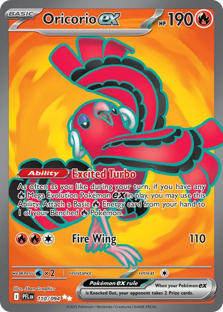 Oricorio ex, Pokémon card PFL 110 — Phantasmal Flames set