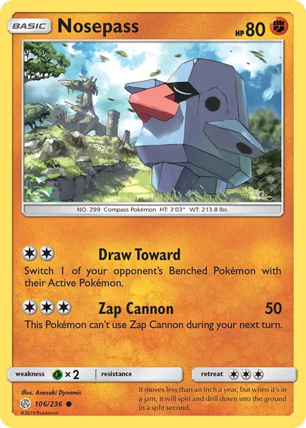 Nosepass, Pokémon card CEC 106 — Cosmic Eclipse set
