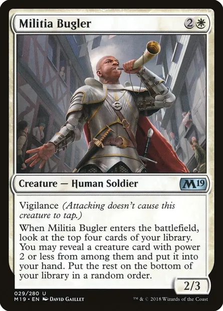 Militia Bugler, Magic card M19 29 — Core Set 2019 set