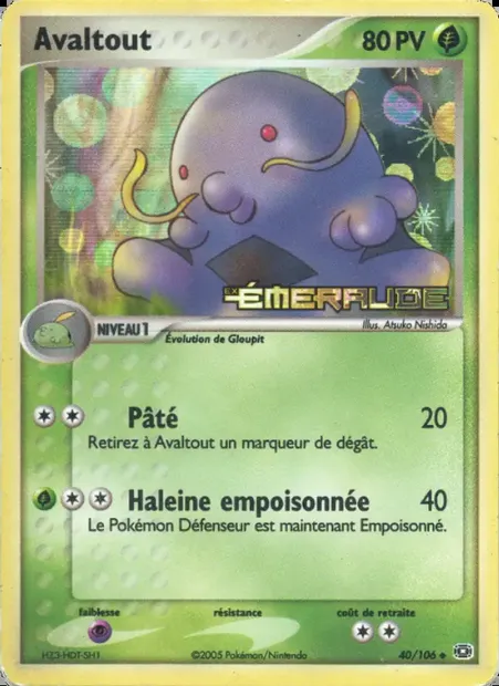 Avaltout, carte Pokémon EM 40 — extension EX Émeraude