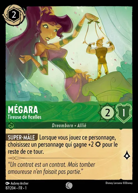 Mégara - Tireuse de ficelles, carte Disney Lorcana CH1-087 — extension Premier Chapitre