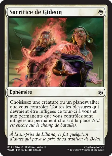 Sacrifice de Gideon, carte Magic WAR 14 — extension La guerre des Planeswalkers