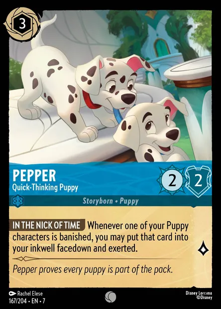Pepper - Quick-Thinking Puppy, Disney Lorcana card CH7-167 — Archazia's Island set